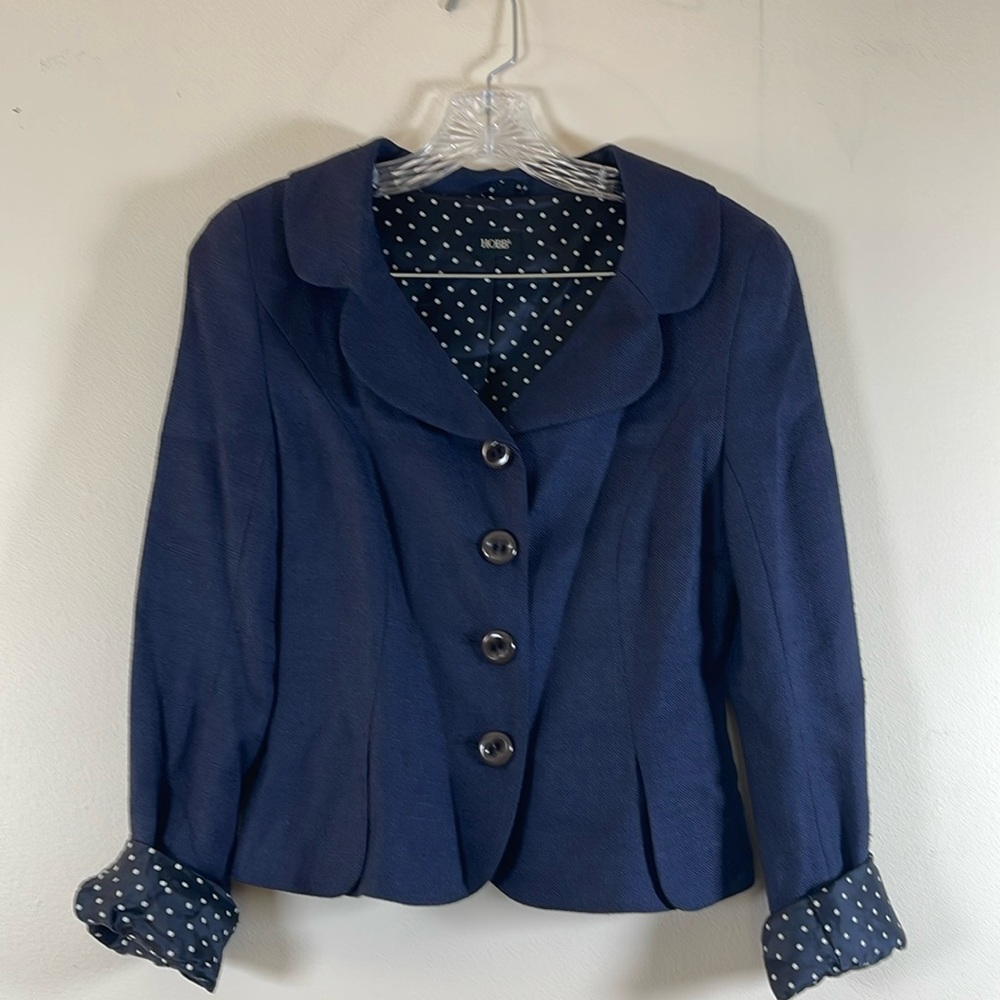 HOBBS LONDON 4 button FITTED BLAZER LINEN LOOK 8